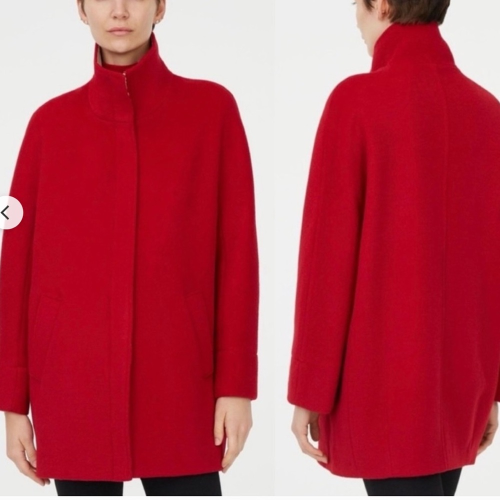 Club Monaco Remmi Wool Red Coat Jacket Women's Size Small Funnel Neck
